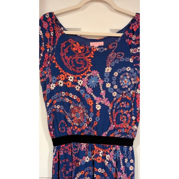 Lilly Pulitzer Dress M‎ Blue Orange Floral Print Sleeveless Casual Sun - Picture 2 of 6